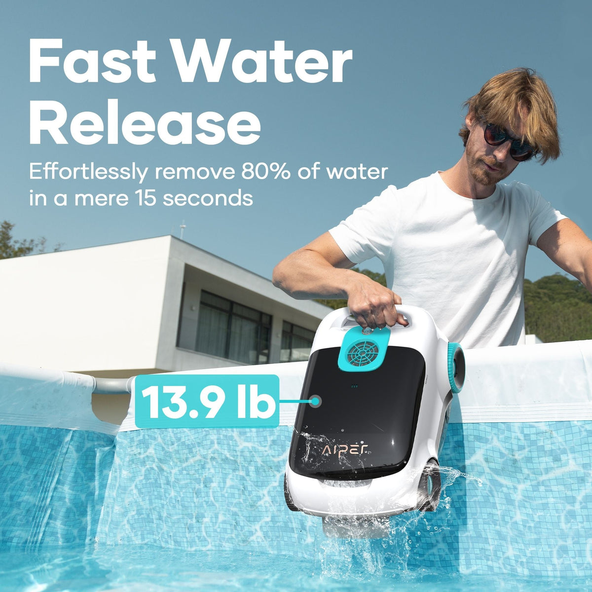 Scuba L1 Cordless Robotic Pool Cleaner, Tri-Motor, Advanced Filtration & Quick Drain, Ideal for Above-Ground Pools up to 1,100-sq.ft. D8I8 - product image 8