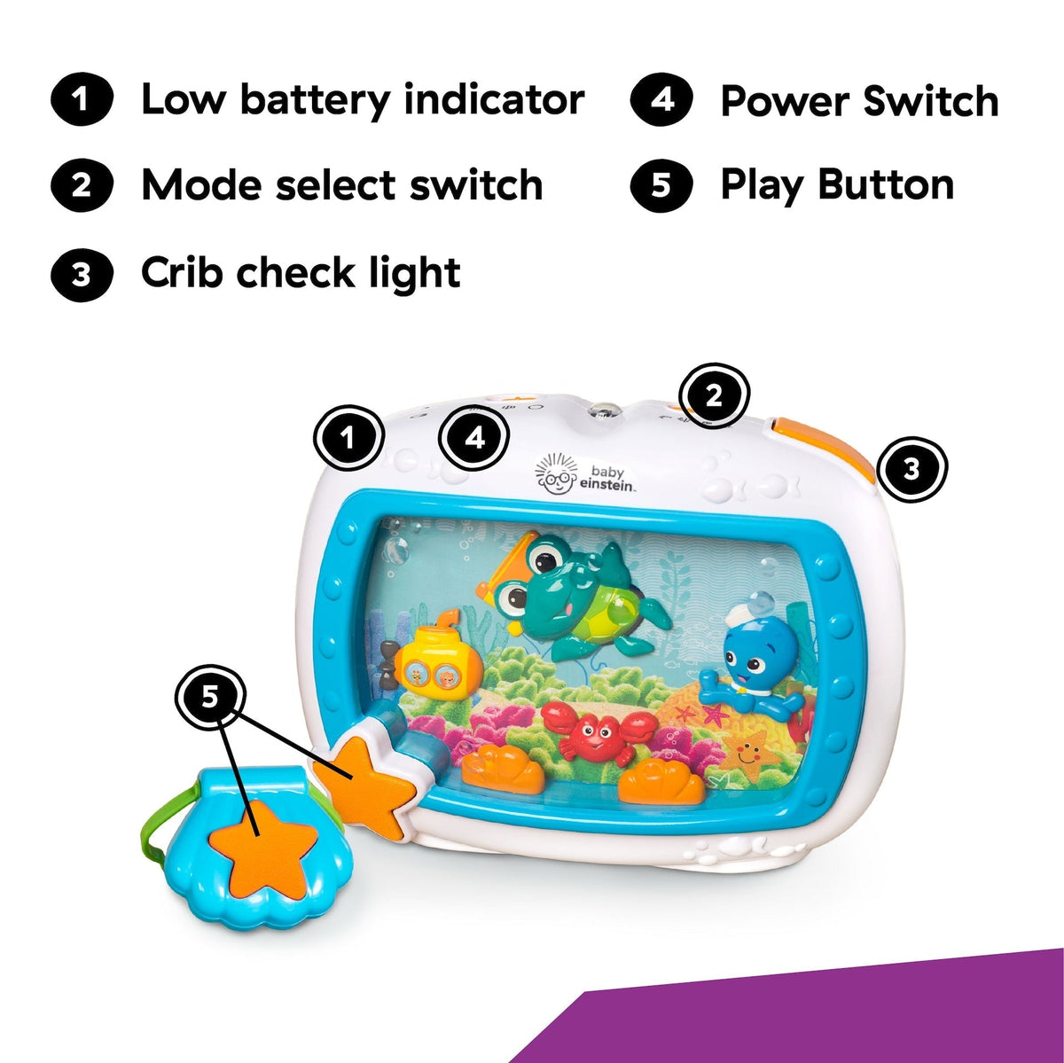 Baby Einstein Sea Dreams Soother Musical Crib Toy and Sound Machine E2E2 - product image 7