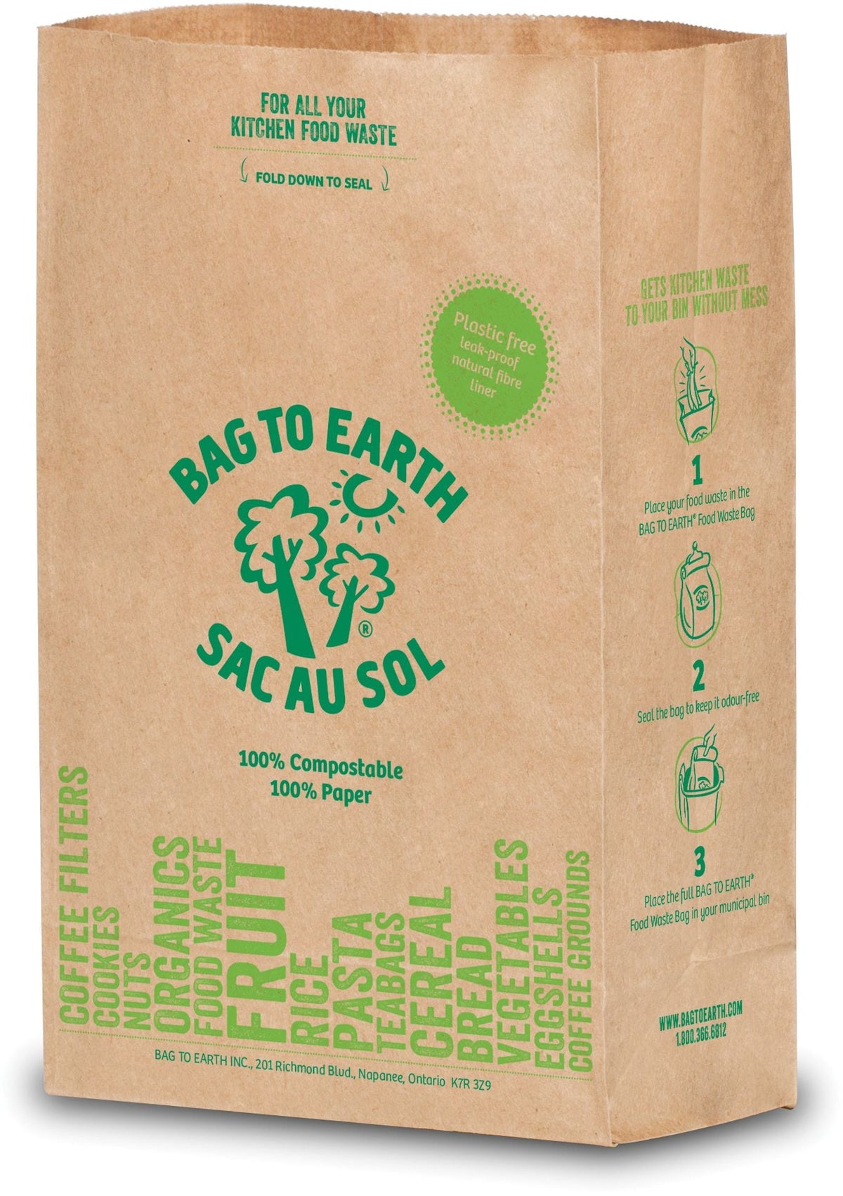 Bag to Earth Small Organic Compostable and Biodegradable Food Waste Bags, 10-pk, 5.5-L E3C8 - product image 2