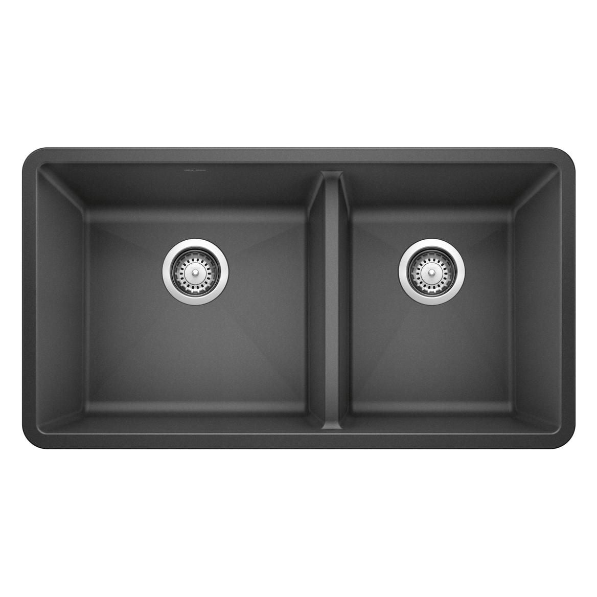 Precis SILGRANIT 33-in 60/40 Double Bowl Undermount Kitchen Sink, Anthracite B3U8 - product image 1