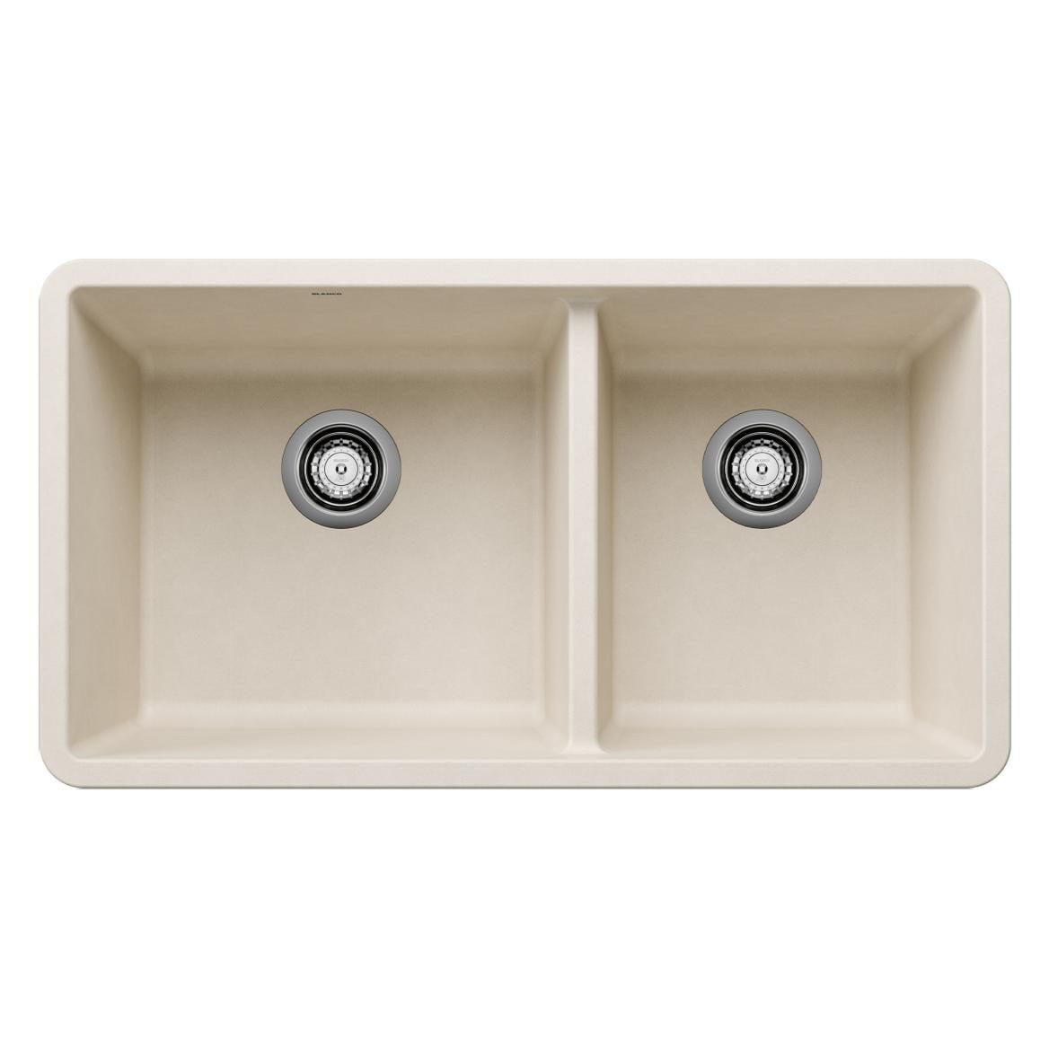 Precis SILGRANIT 33-in 60/40 Double Bowl Undermount Kitchen Sink, Soft White T8D3 - product image 1