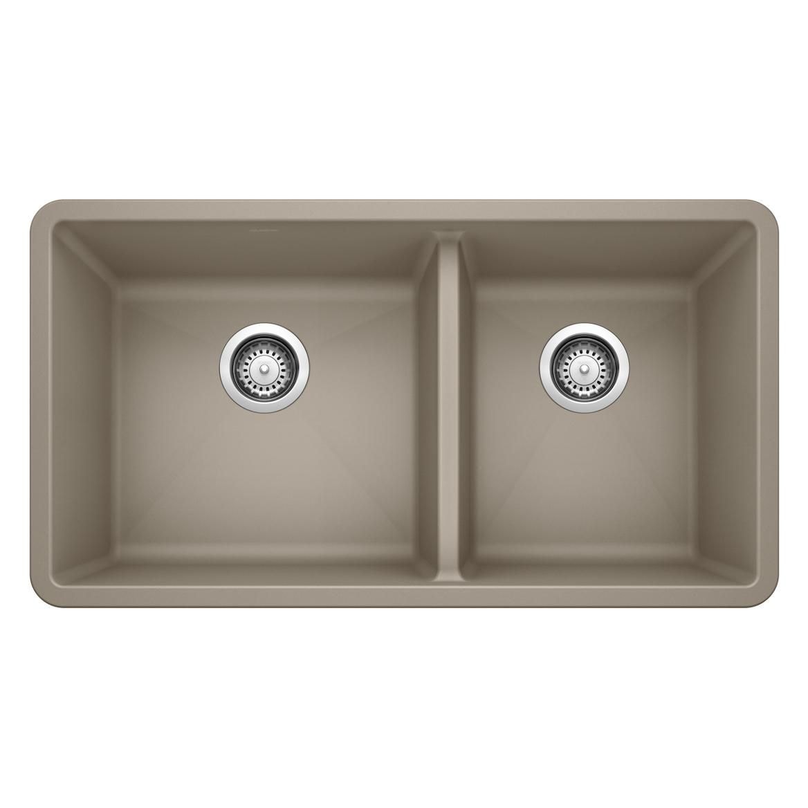 Precis SILGRANIT 33-in 60/40 Double Bowl Undermount Kitchen Sink, Truffle A7G5 - product image 1