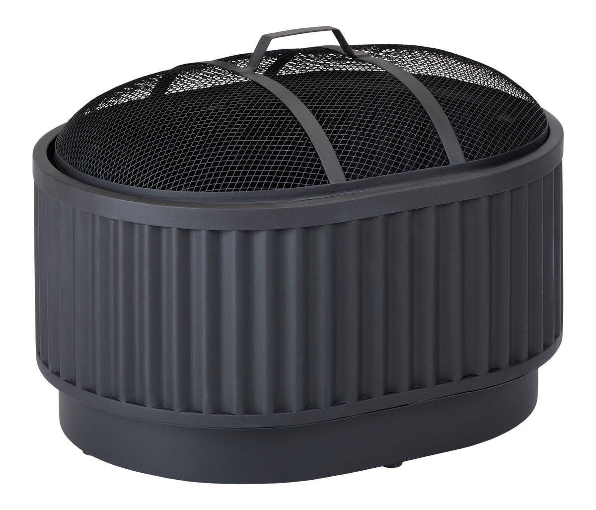 Barbeau Oval Outdoor Fluted Wood Firepit, 28-in, Black C2V6 - product image 1