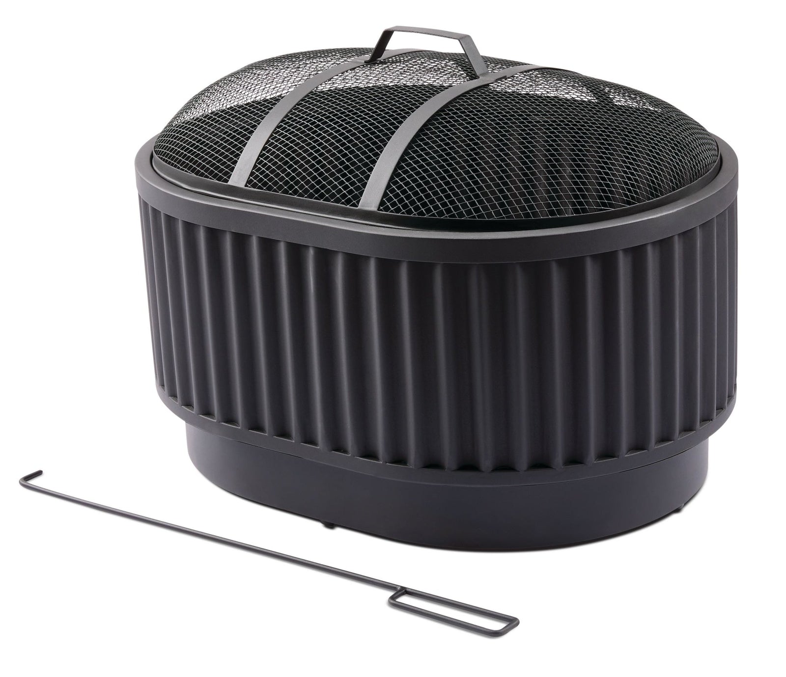 Barbeau Oval Outdoor Fluted Wood Firepit, 28-in, Black C2V6 - product image 2