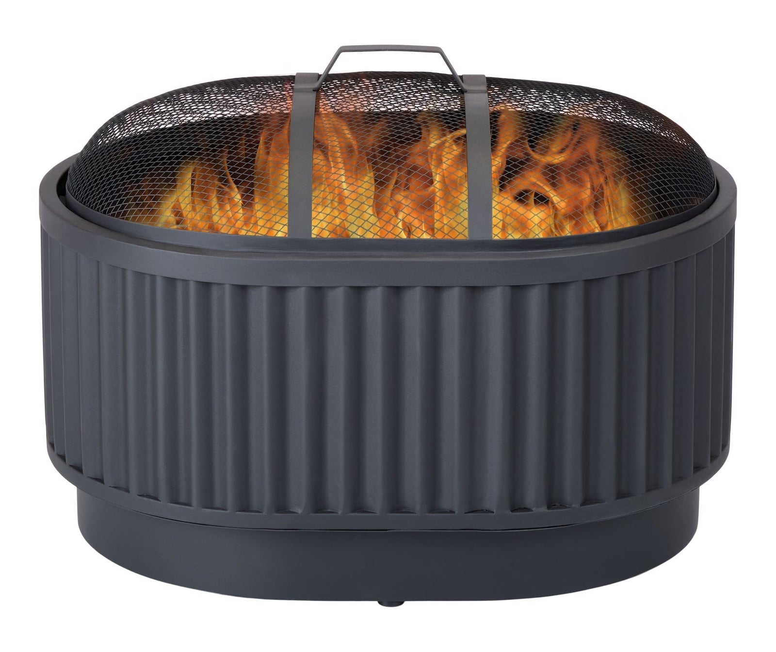 Barbeau Oval Outdoor Fluted Wood Firepit, 28-in, Black C2V6 - product image 3