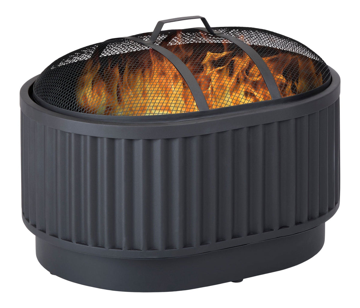 Barbeau Oval Outdoor Fluted Wood Firepit, 28-in, Black C2V6 - product image 4