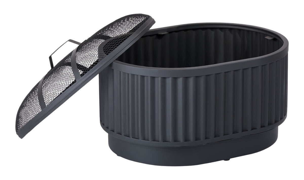 Barbeau Oval Outdoor Fluted Wood Firepit, 28-in, Black C2V6 - product image 5