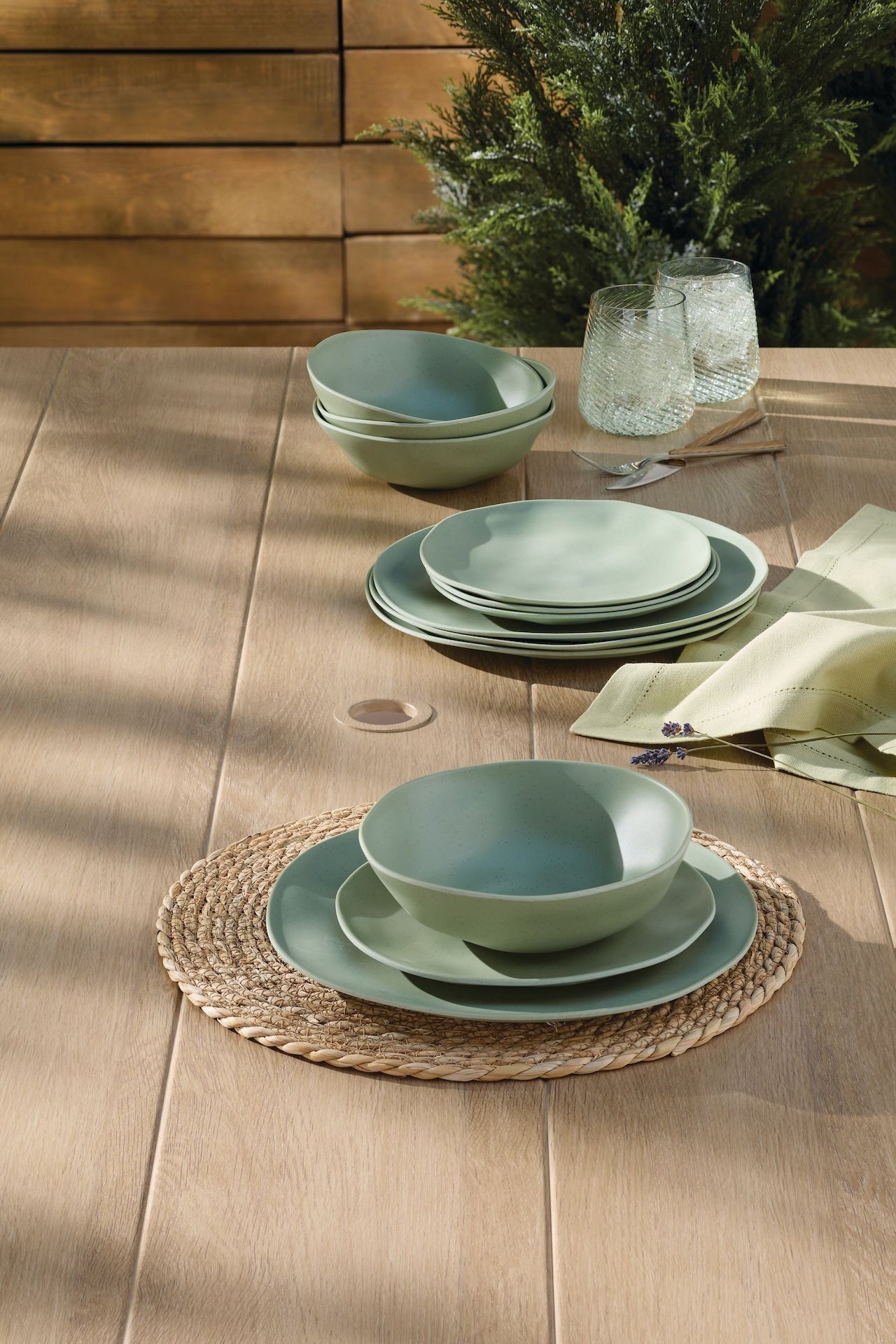Everyday Dinnerware Set, BPA-Free, Sage Green, 12-pk R3P0 - product image 4