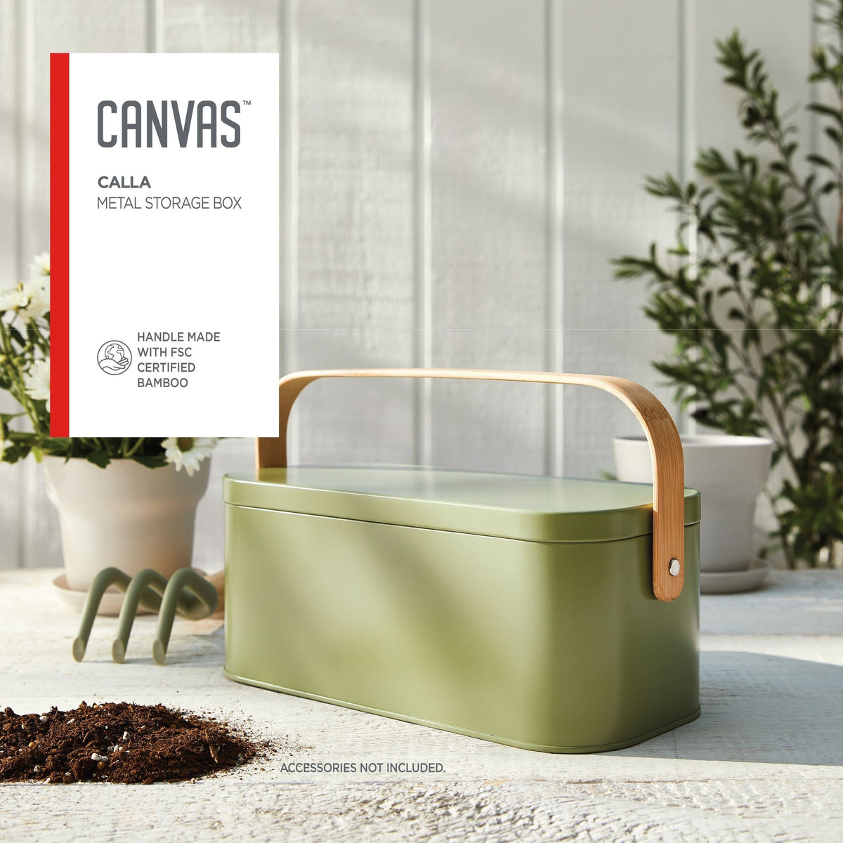 Metal Gardening Storage Container, Iron, Green T7F6 - product image 3