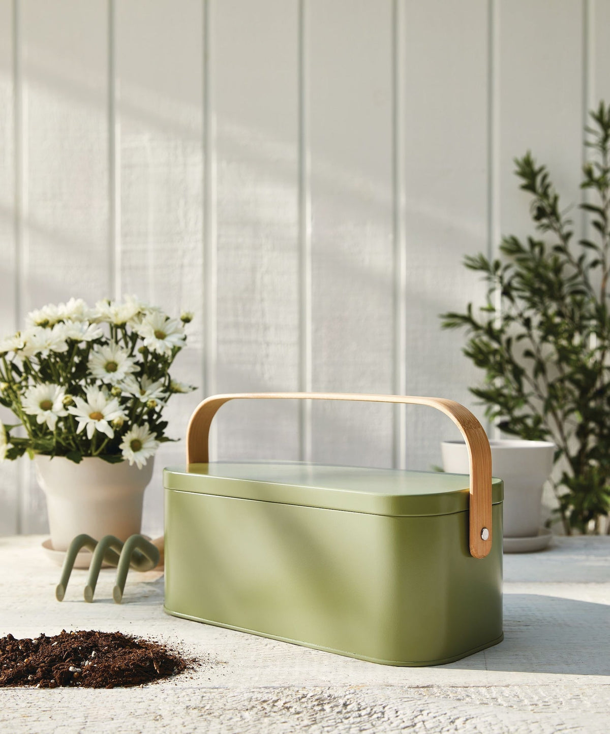 Metal Gardening Storage Container, Iron, Green T7F6 - product image 4