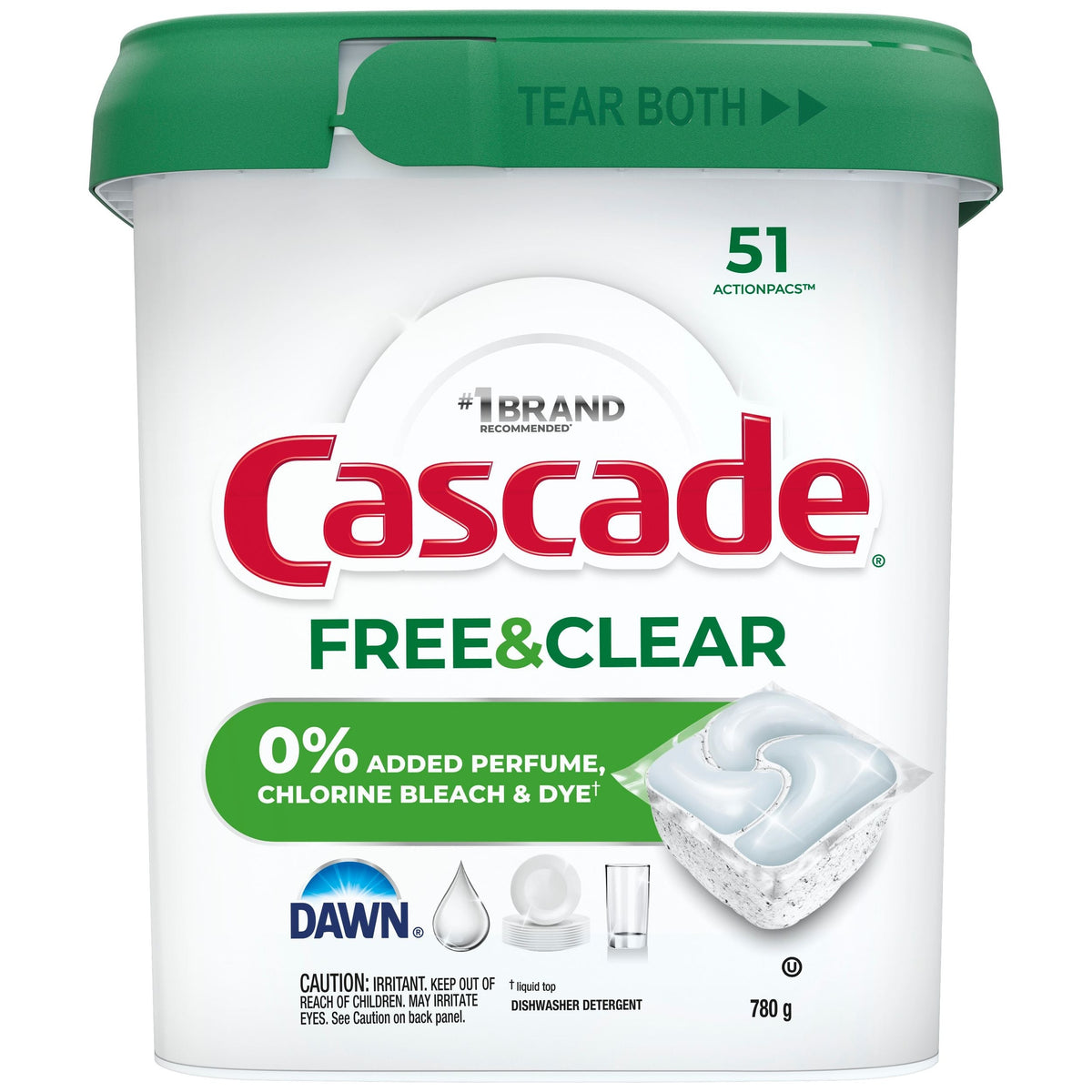 Free & Clear ActionPacs Dishwasher Detergent Pods, Unscented, 51-pk N4S2 - product image 1