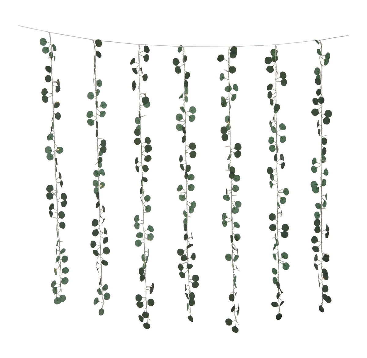 Outdoor 12-Strand Warm White LED Curtain String Lights with Eucalyptus Leaves, 11.48-ft O5D8 - product image 1