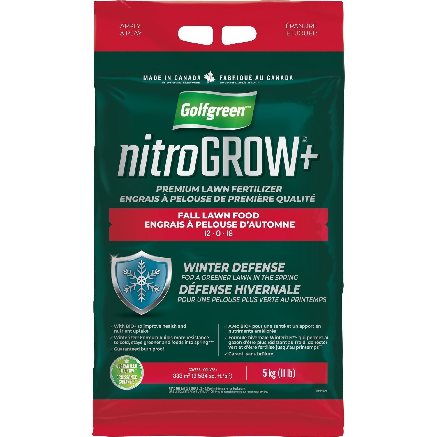 Nitrogrow+ Fall Lawn Food, 12-0-18, 5-kg X7N3 - product image 1