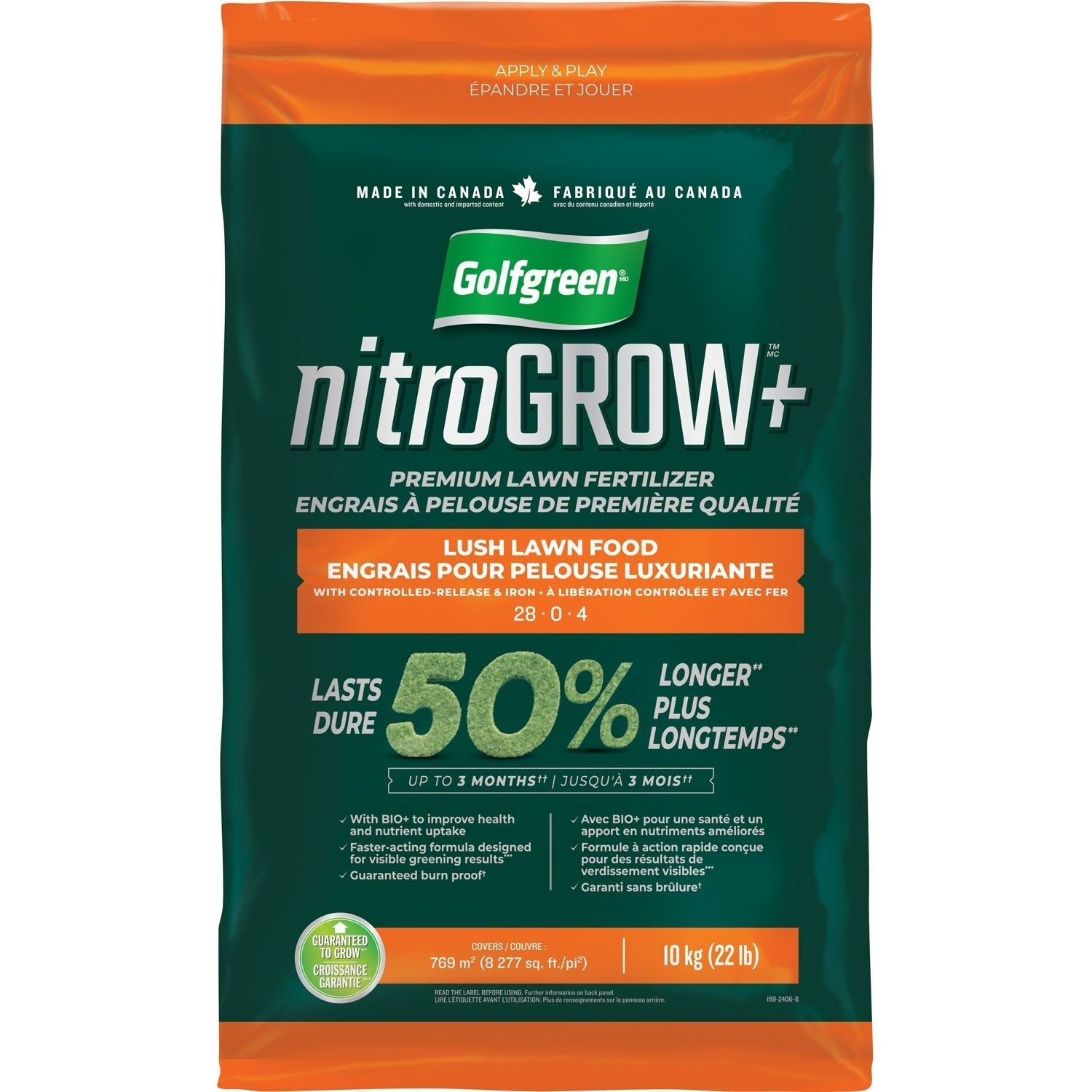 Nitrogrow+ Premium Nitrogen Enriched Lush Lawn Fertilizer, 28-0-4, 10kg R5D2 - product image 2