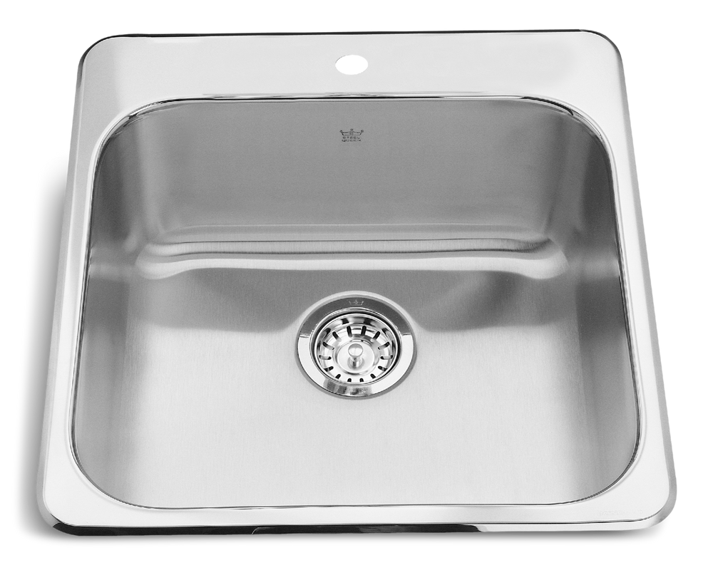 Steel Queen Drop In Single Bowl 1-Hole Kitchen Sink, 20-in x 20.5-in x 8-in, Stainless Steel P4T8 - product image 1