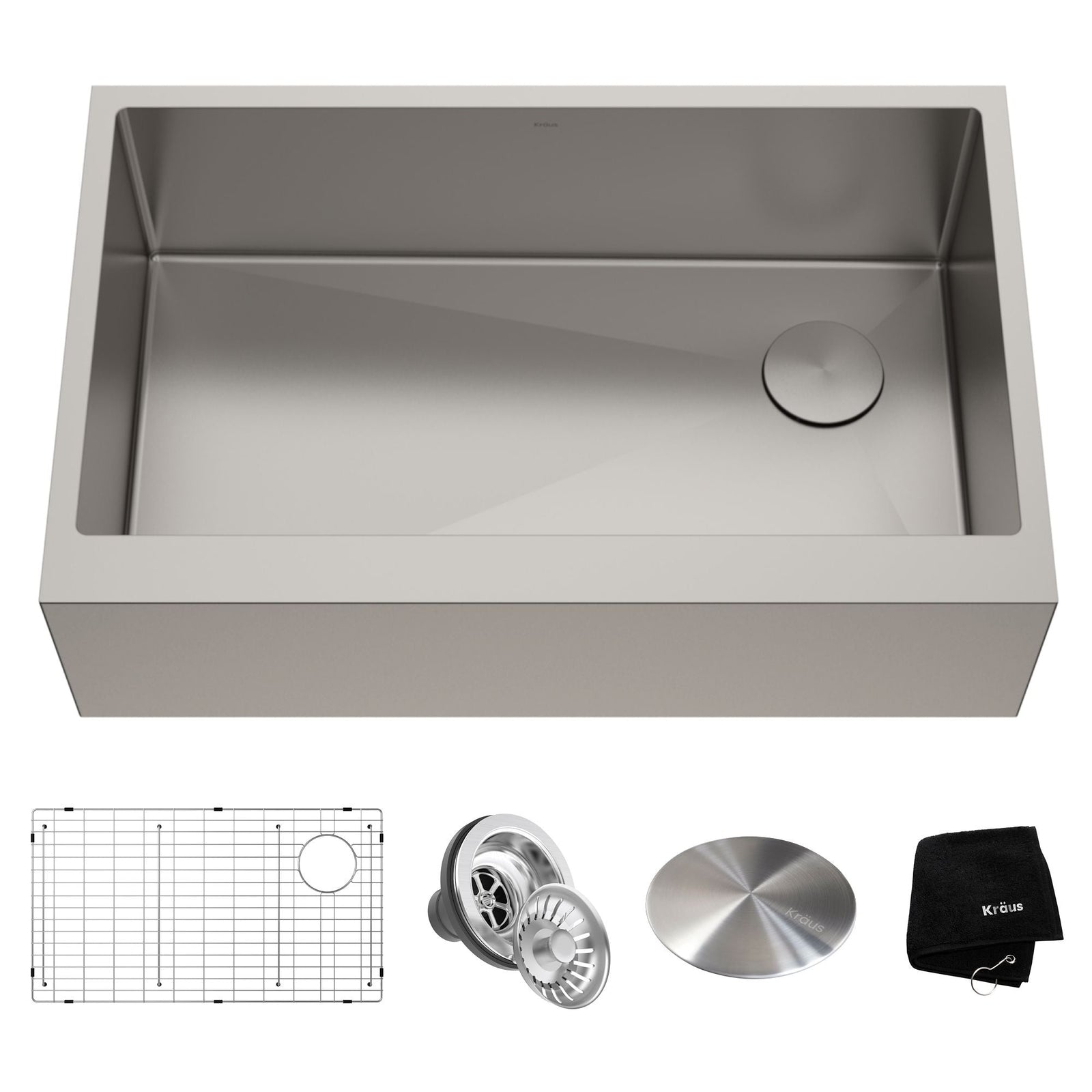 Kore Apron Front Farmhouse Stainless Steel Single Bowl Kitchen Sink with Add-Ons, 33x21x10-in L3F1 - product image 1