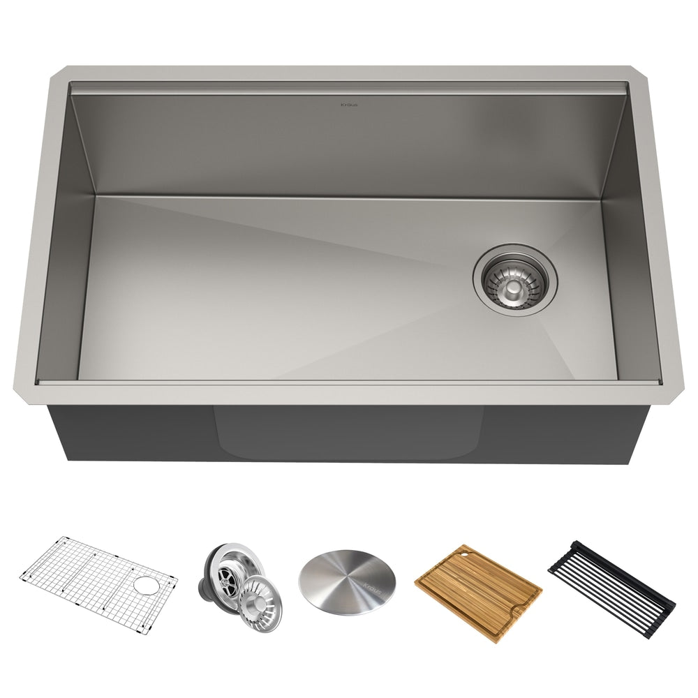 Kore Undermount Stainless Steel Single Bowl Kitchen Sink with Add-Ons, 32x19x11-in T5Q0 - product image 1