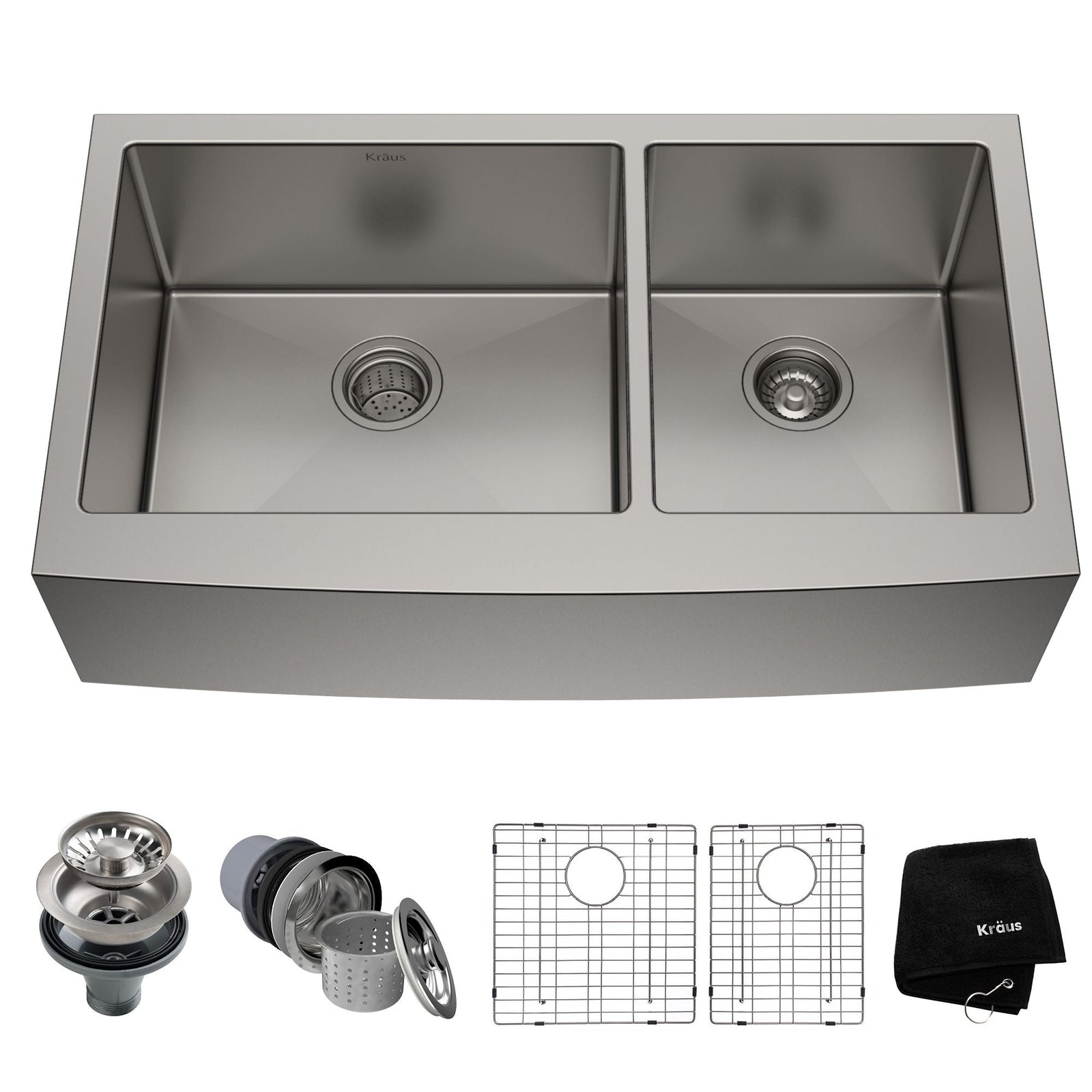 Standard PRO Apron Front Farmhouse Stainless Steel Double Bowl Kitchen Sink, 36x21x10-in F6C9 - product image 1