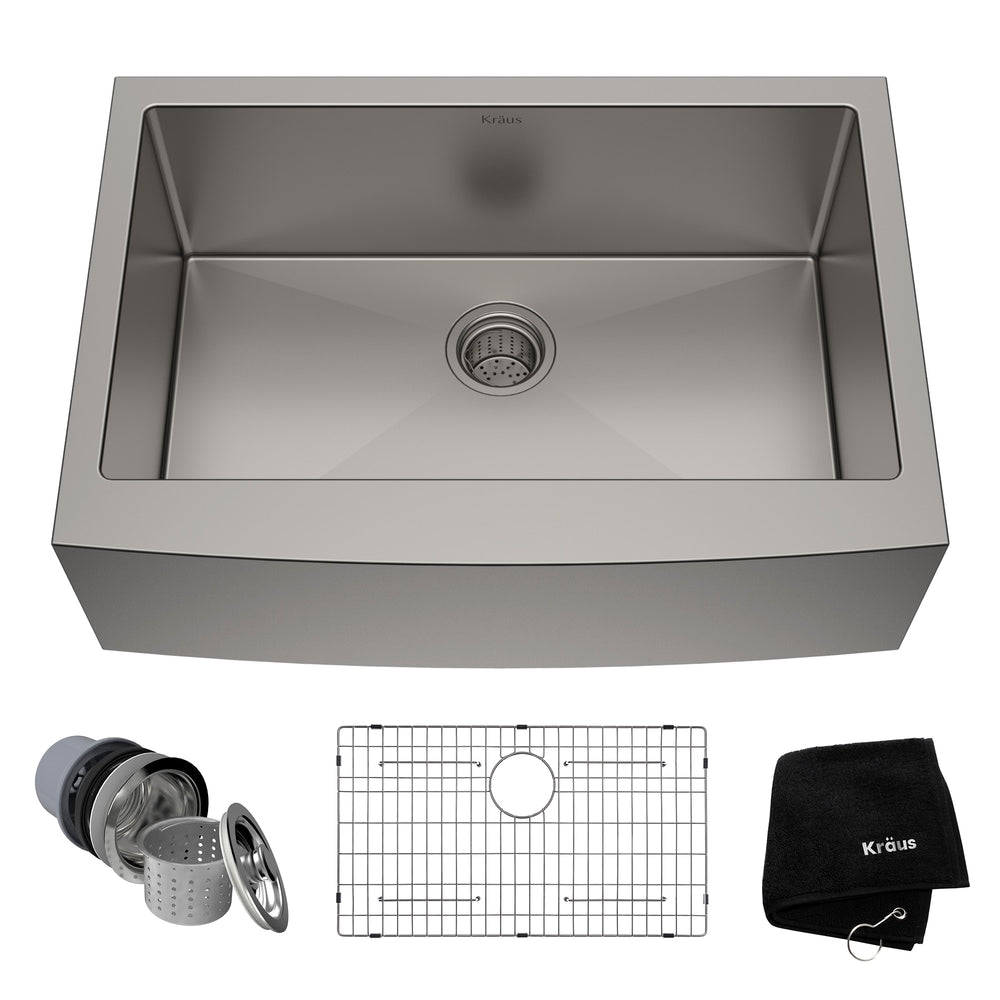 Standard PRO Apron Front Farmhouse Stainless Steel Single Bowl Kitchen Sink, 30x21x10-in B3E2 - product image 1