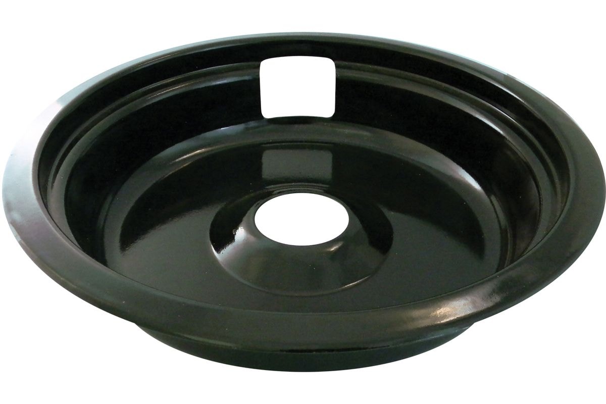 62490 Universal Porcelain Stove Deep-Draw Drip Pan with Trim Ring, Black, 8-in E8E3 - product image 1