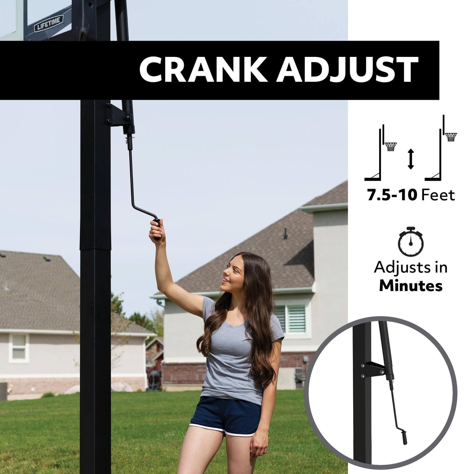 In-Ground Crank Adjust Bolt Down Outdoor Basketball Hoop, 50-in A5G9 - product image 4