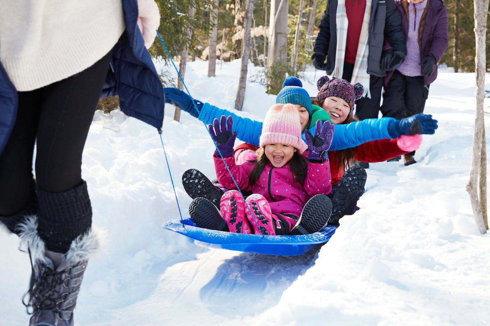 Kids' Large 3-Person Lightweight Plastic Winter Snow Sled/Toboggan M2I8 - product image 8