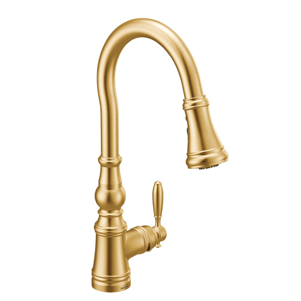 Weymouth Single Handle High Arc Pull Down Sprayer Kitchen Faucet with Power Boost, Brushed Gold H1V6 - product image 2
