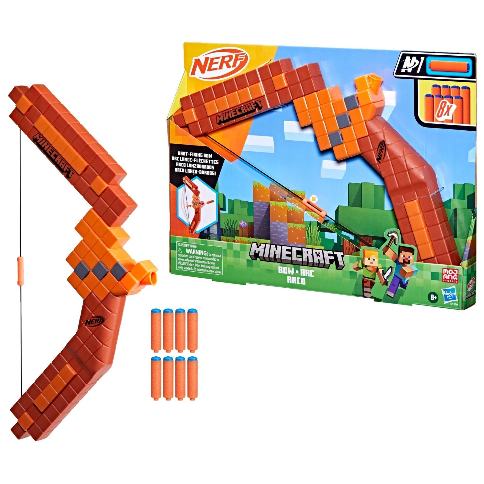 Minecraft Bow Dart Blaster with Pull-Back Priming and 8 Darts J5C9 - product image 3