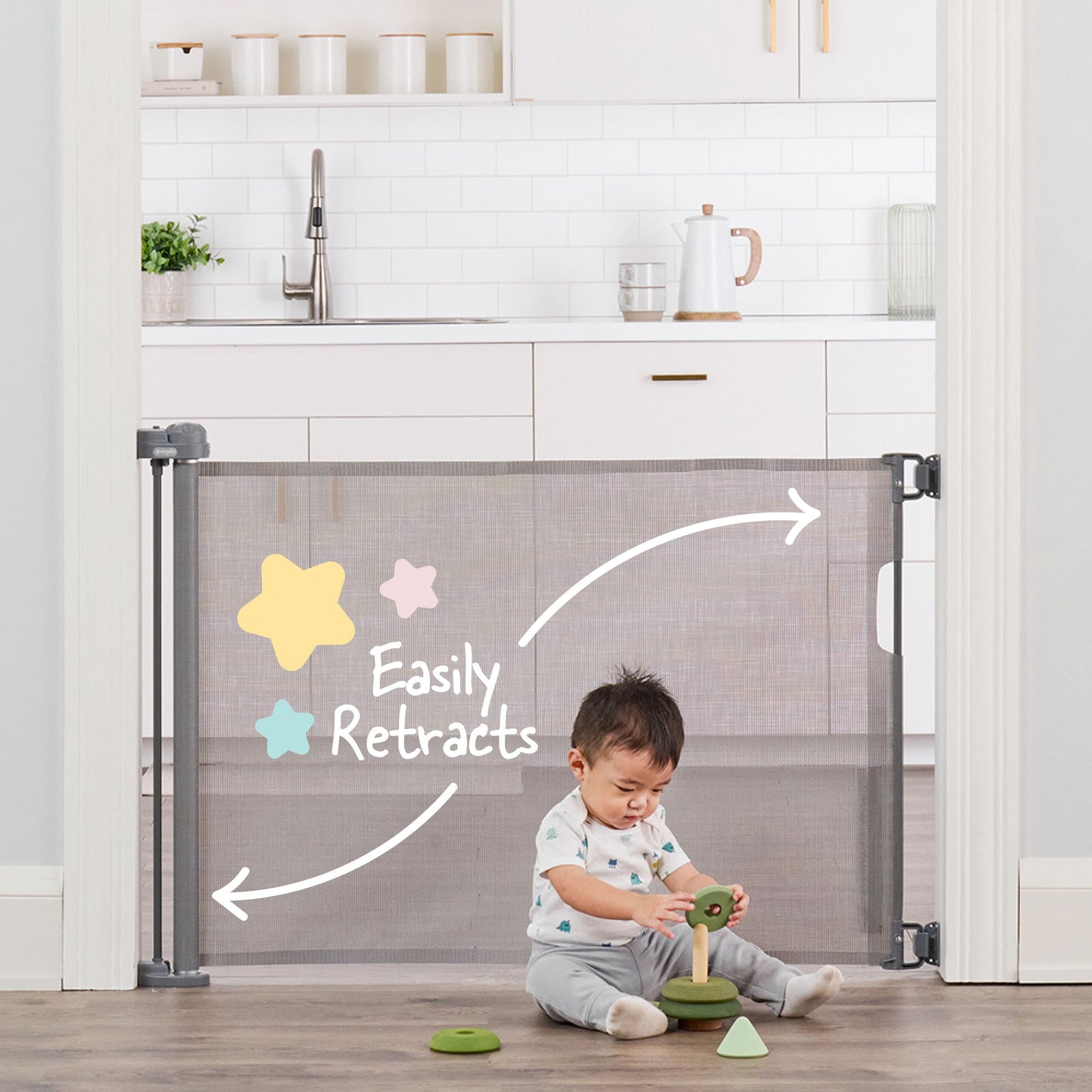 Retractable Baby Safety Gate, 50-in, Grey Q3D5 - product image 1