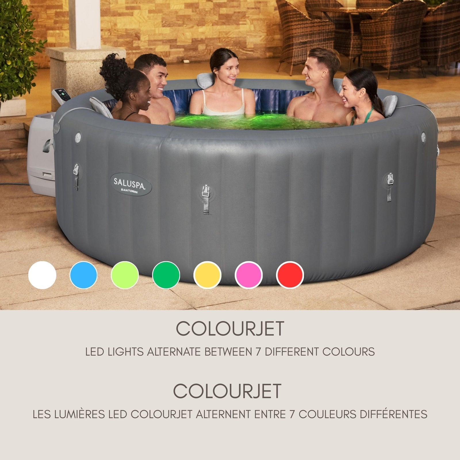 Spa Santorini Grey 7-Person Luxe HydroJet Pro Round Smart Spa, 85-in x 31.5-in P7N0 - product image 8
