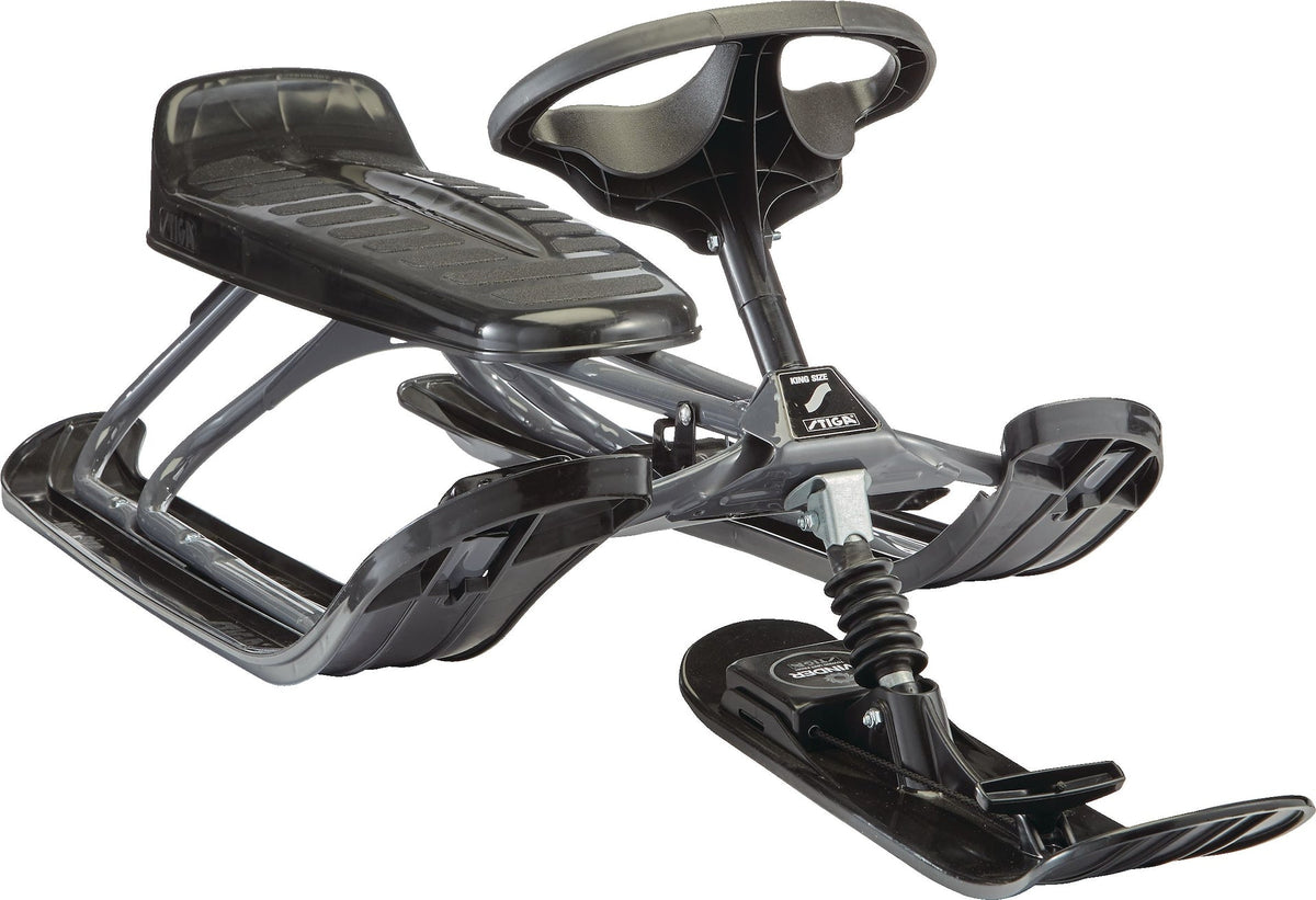 GT King Size Kids' 2-Person Winter Snow Racer Sled with Steering Wheel & Brakes, Grey C1L8 - product image 1