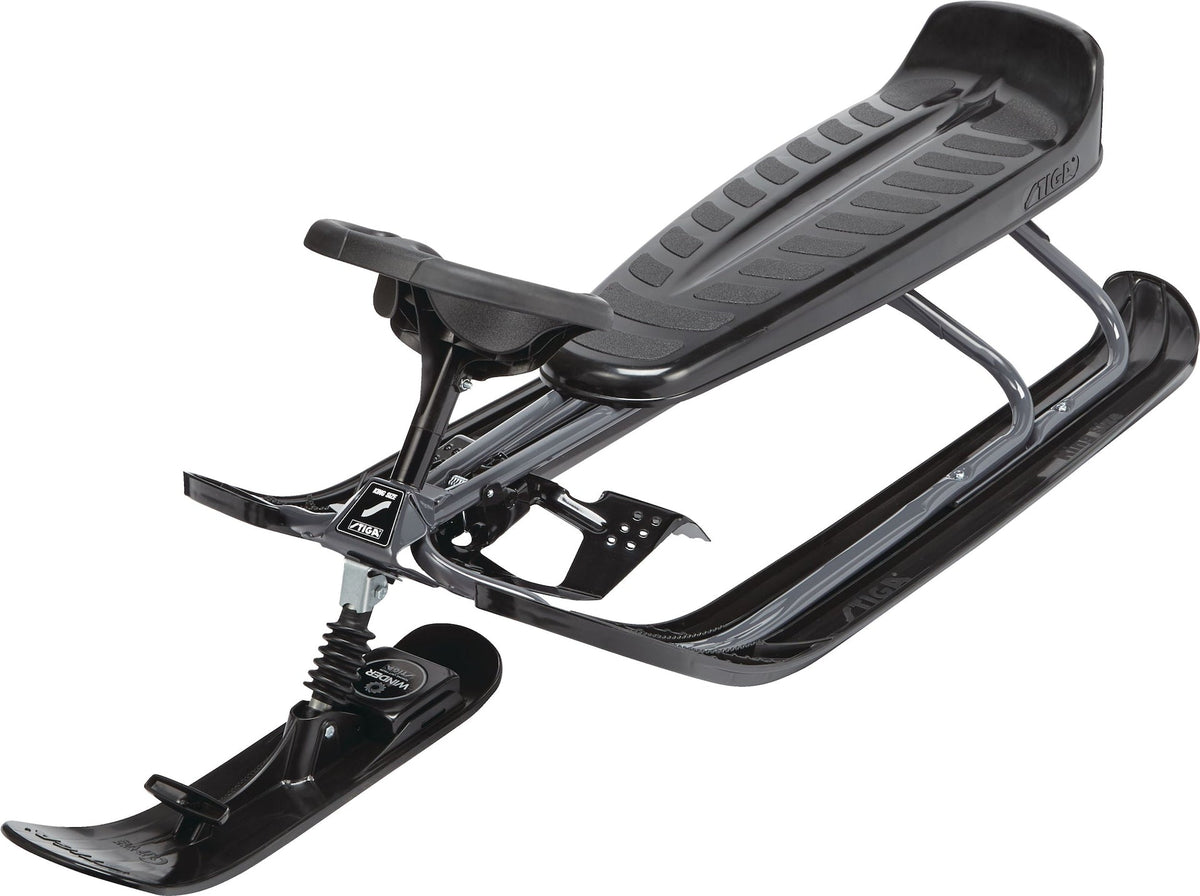 GT King Size Kids' 2-Person Winter Snow Racer Sled with Steering Wheel & Brakes, Grey C1L8 - product image 2