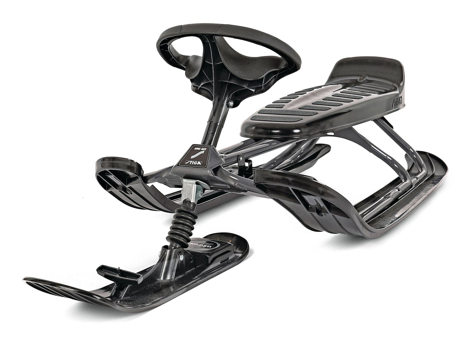 GT King Size Kids' 2-Person Winter Snow Racer Sled with Steering Wheel & Brakes, Grey C1L8 - product image 3