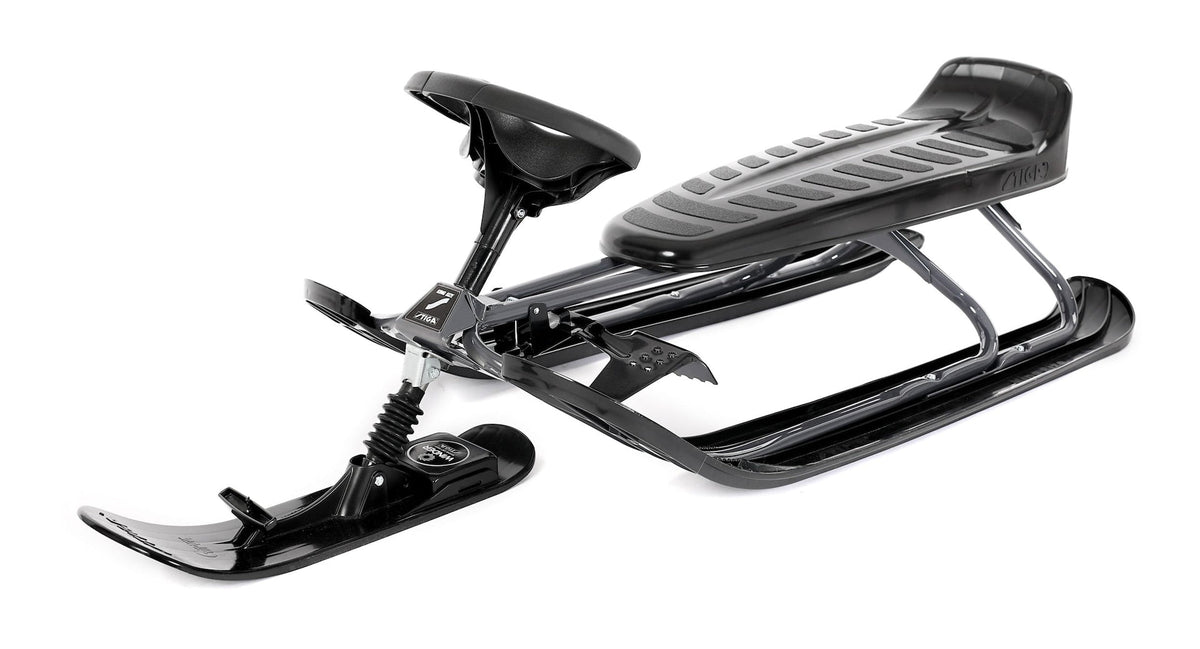GT King Size Kids' 2-Person Winter Snow Racer Sled with Steering Wheel & Brakes, Grey C1L8 - product image 4