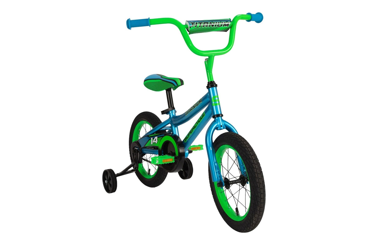 Titanium Kids' Bike with Training Wheels, Blue,14-in W2H5 - product image 1
