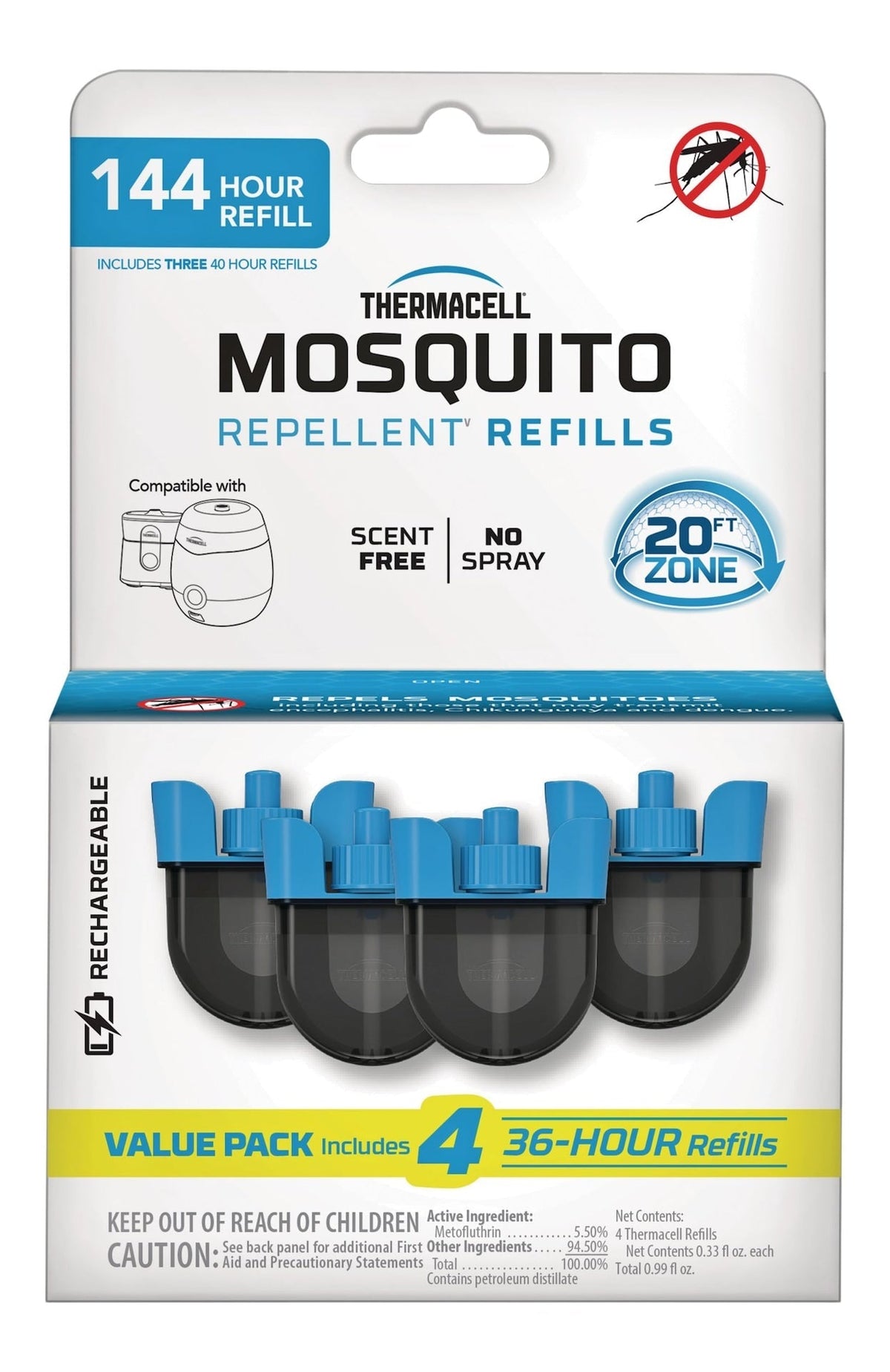 E-ZoneGuard Rechargeable Mosquito Repellent Refill 144-Hour Pack F1W0 - product image 2