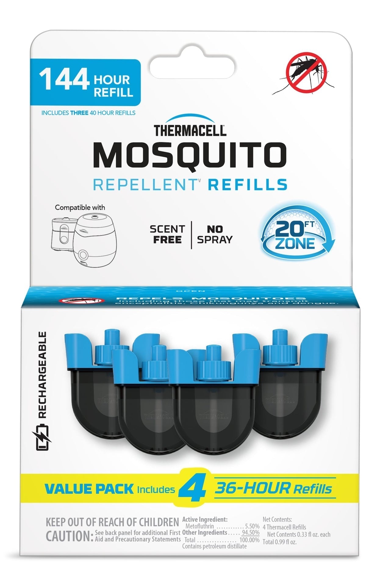 E-ZoneGuard Rechargeable Mosquito Repellent Refill 144-Hour Pack F1W0 - product image 3