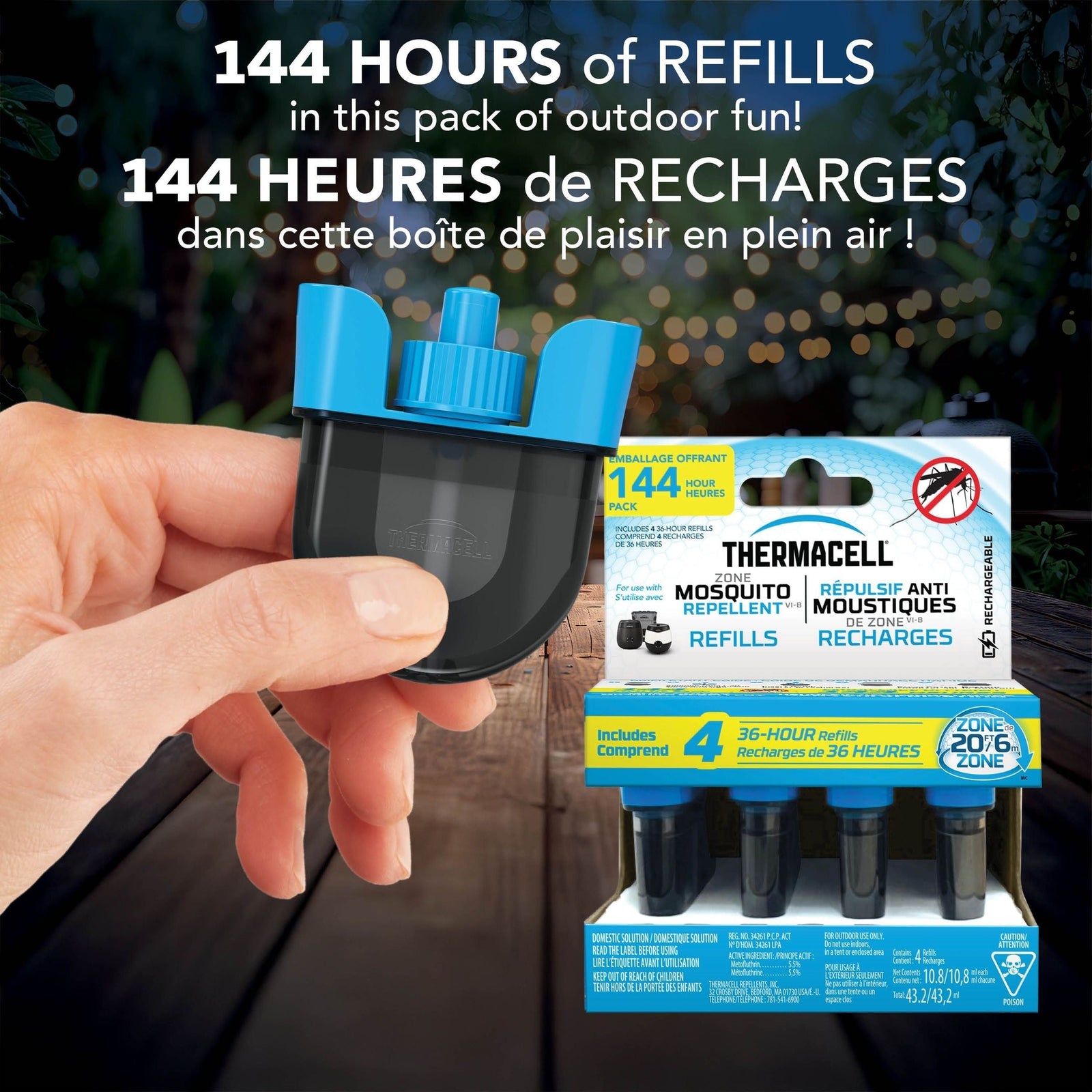 E-ZoneGuard Rechargeable Mosquito Repellent Refill 144-Hour Pack F1W0 - product image 6