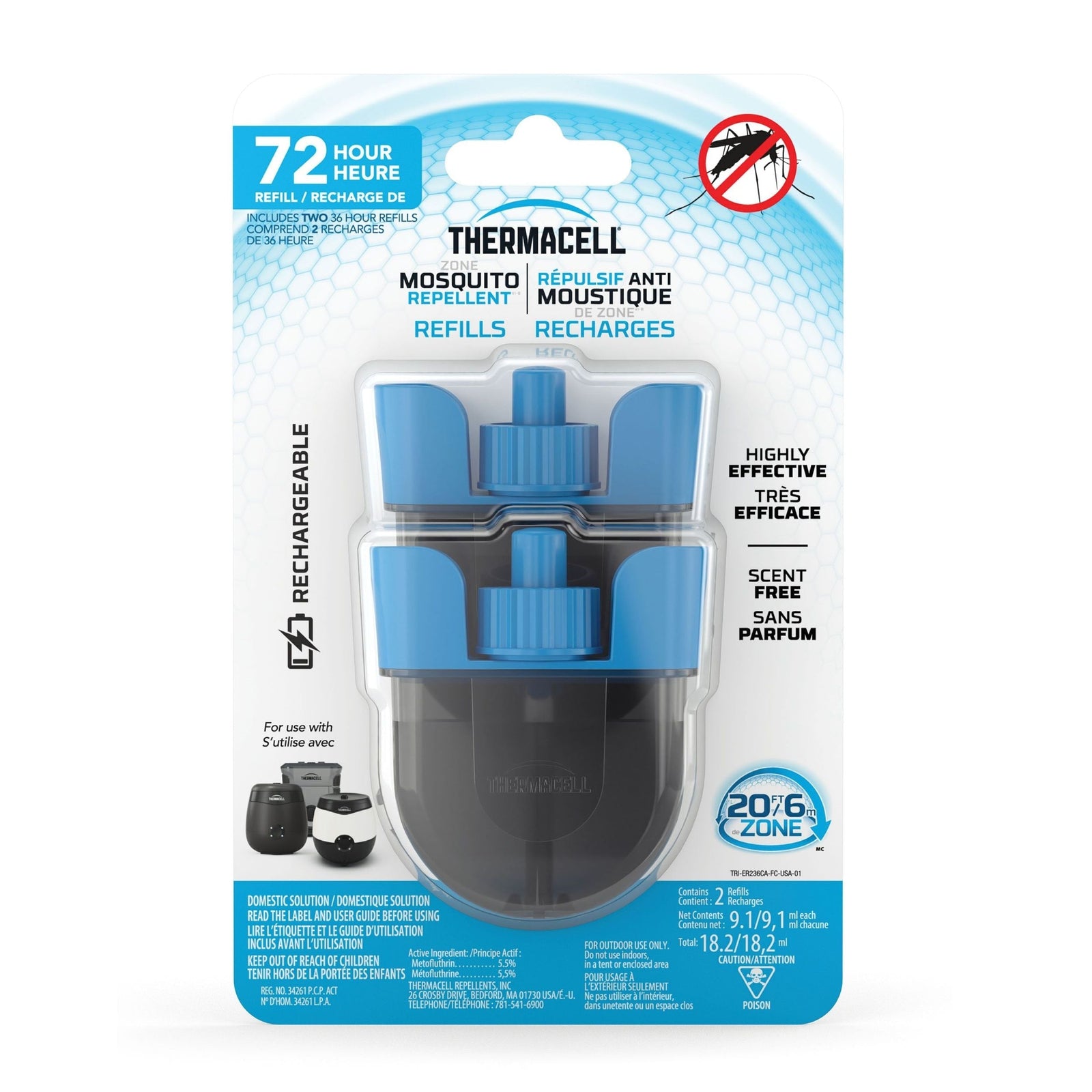 E-ZoneGuard Rechargeable Mosquito Repellent Refill 72-Hour Pack U7P1 - product image 1