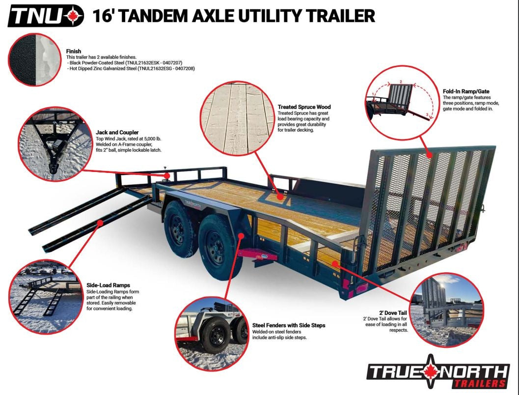 83-in x 16-ft Tandem Axle Utility Trailer, Black E8Y0 - product image 1