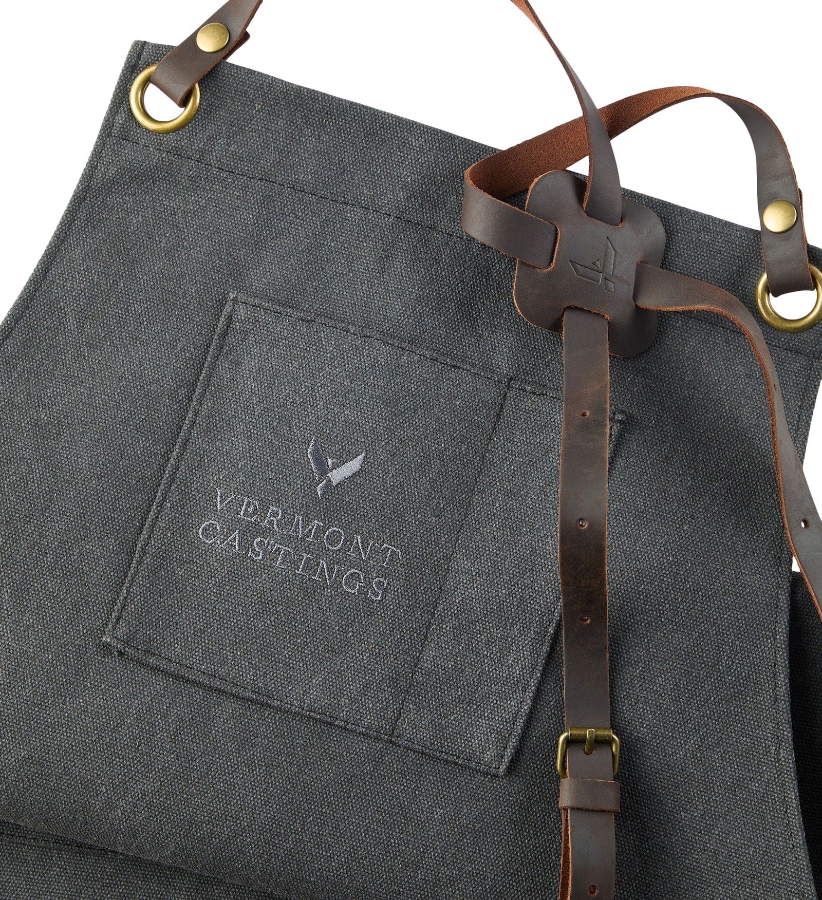 Adjustable Canvas & Leather BBQ Grilling Apron with Pockets, Grey G4V1 - product image 3