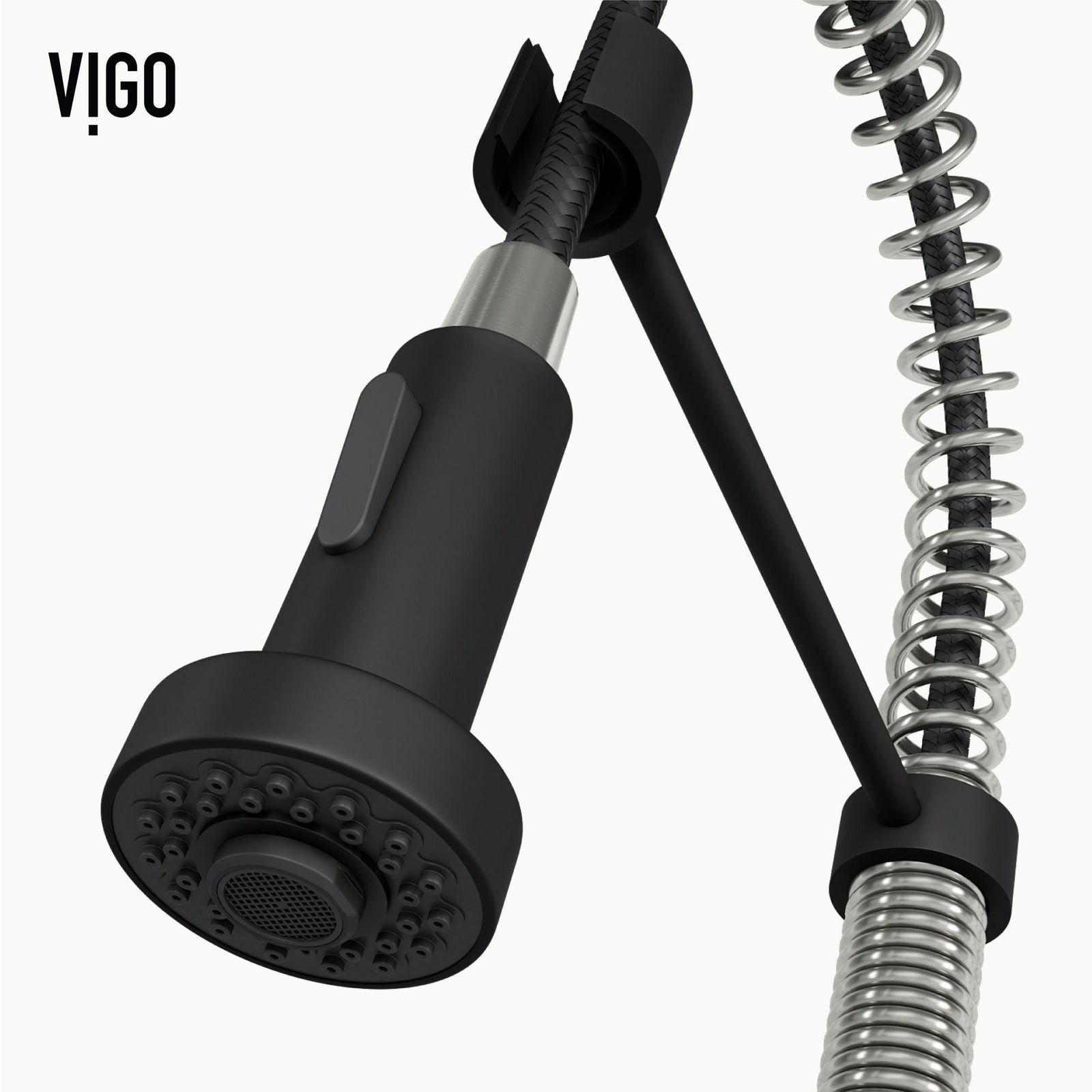 Edison Single Handle Pull Down Kitchen Faucet, Stainless Steel/Matte Black W6A2 - product image 3