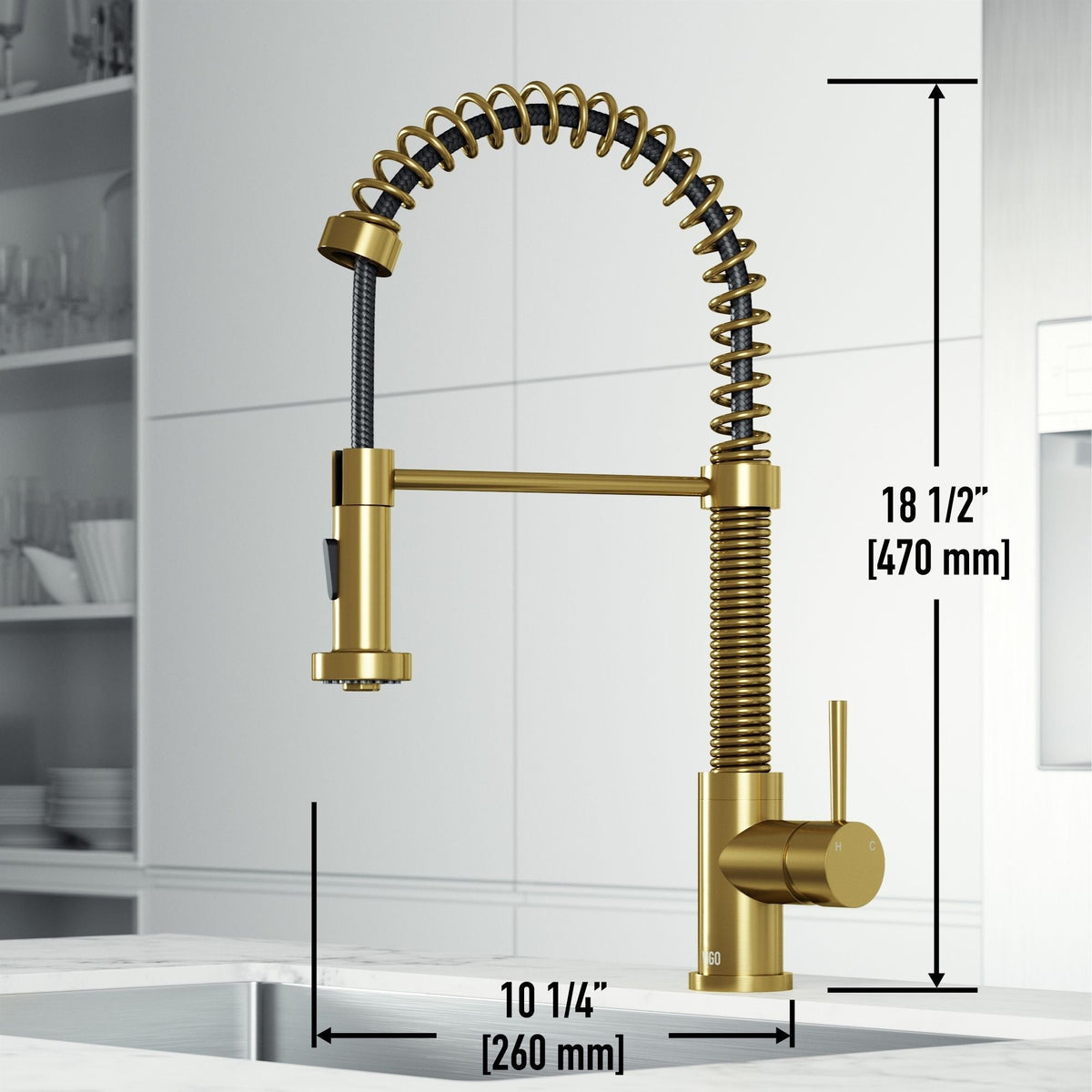 Edison Single Handle Pull Down Sprayer Kitchen Faucet, Matte Gold U8H5 - product image 8