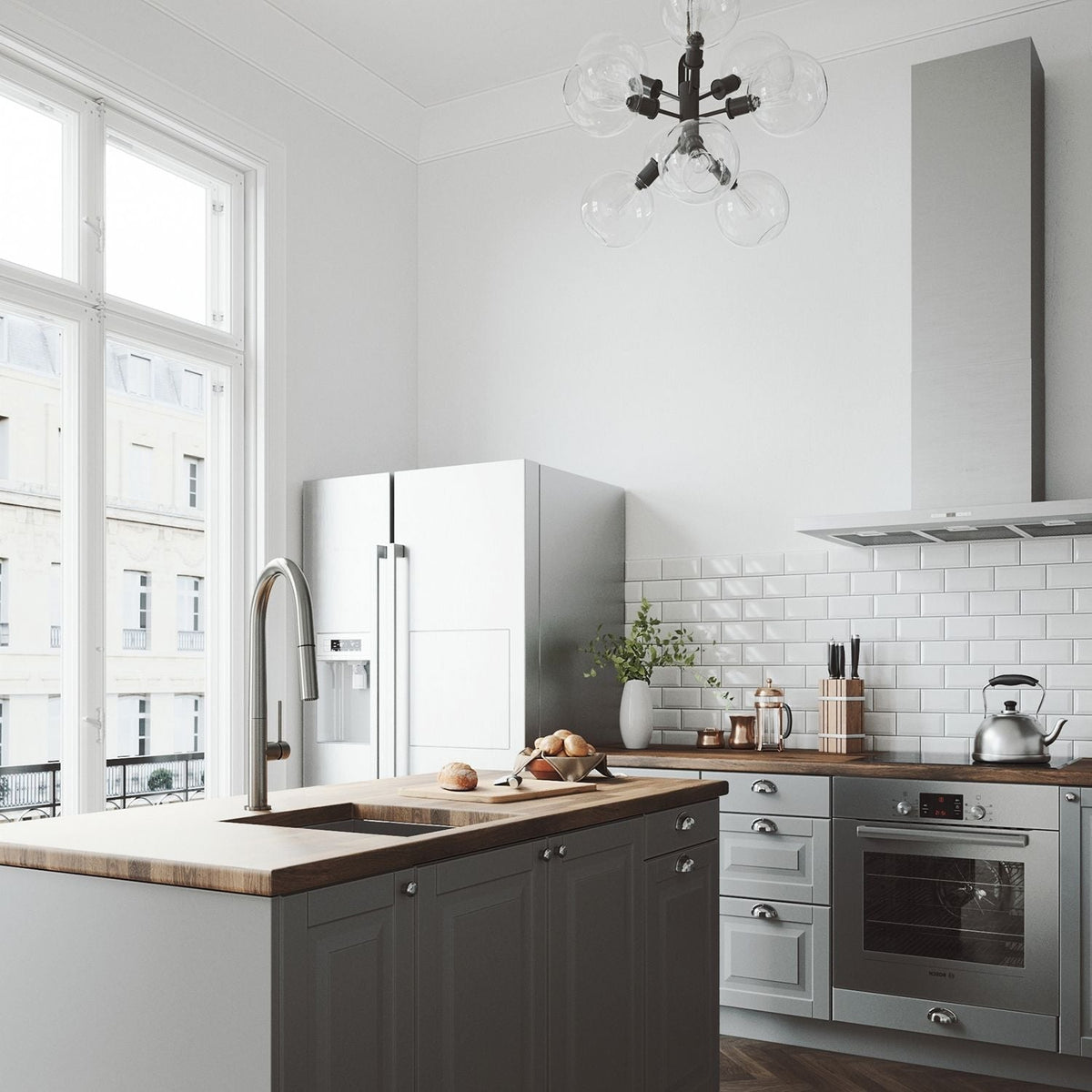 Greenwich Single Handle Pull Down Sprayer Kitchen Faucet with Deck Plate, Stainless Steel Q5J8 - product image 8