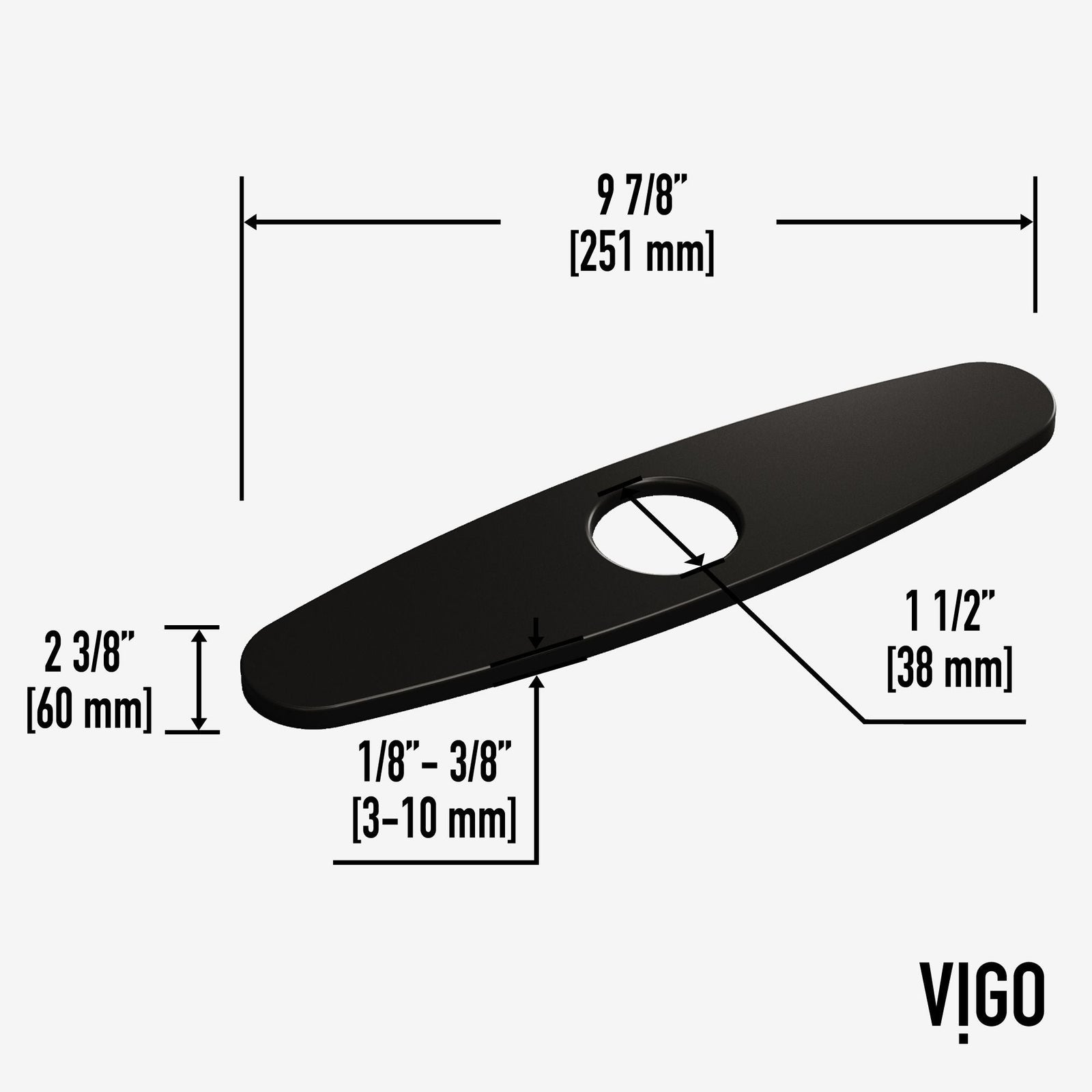 Kitchen Sink Faucet Hole Cover Deck Plate For 1 or 3 Hole, Matte Black, 10-in U3H7 - product image 8