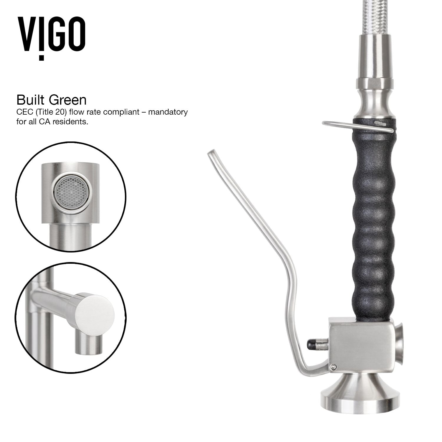 Zurich Single Handle Pull Down Spray Kitchen Faucet, Stainless Steel E6H6 - product image 3