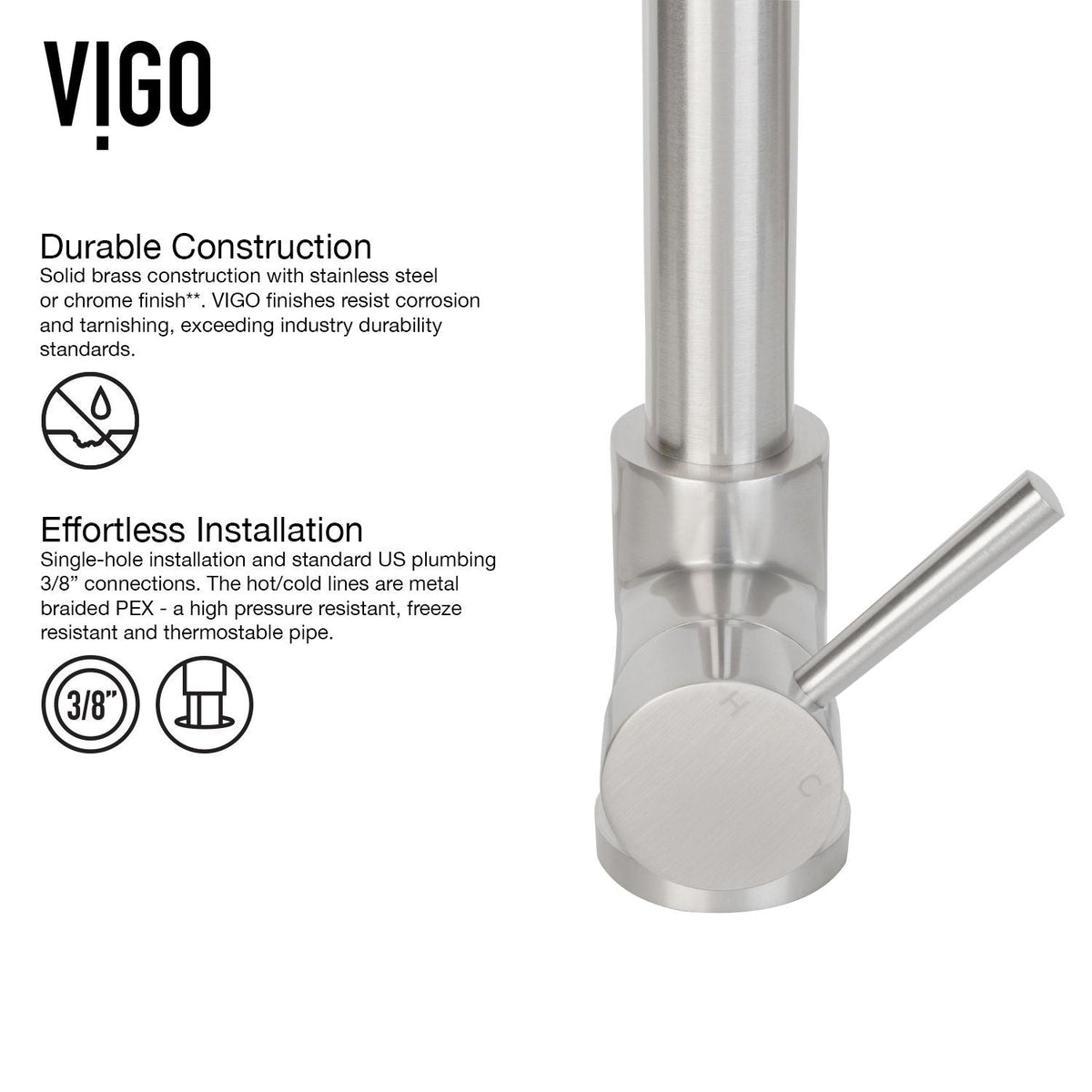 Zurich Single Handle Pull Down Spray Kitchen Faucet, Stainless Steel E6H6 - product image 6