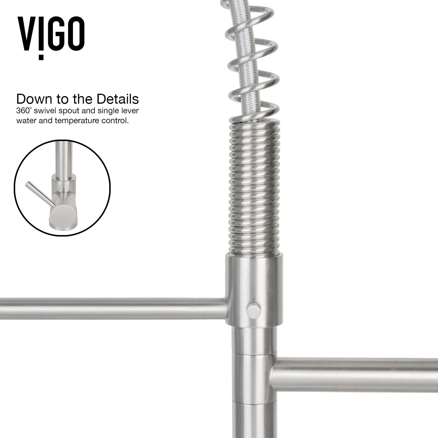Zurich Single Handle Pull Down Spray Kitchen Faucet, Stainless Steel E6H6 - product image 7