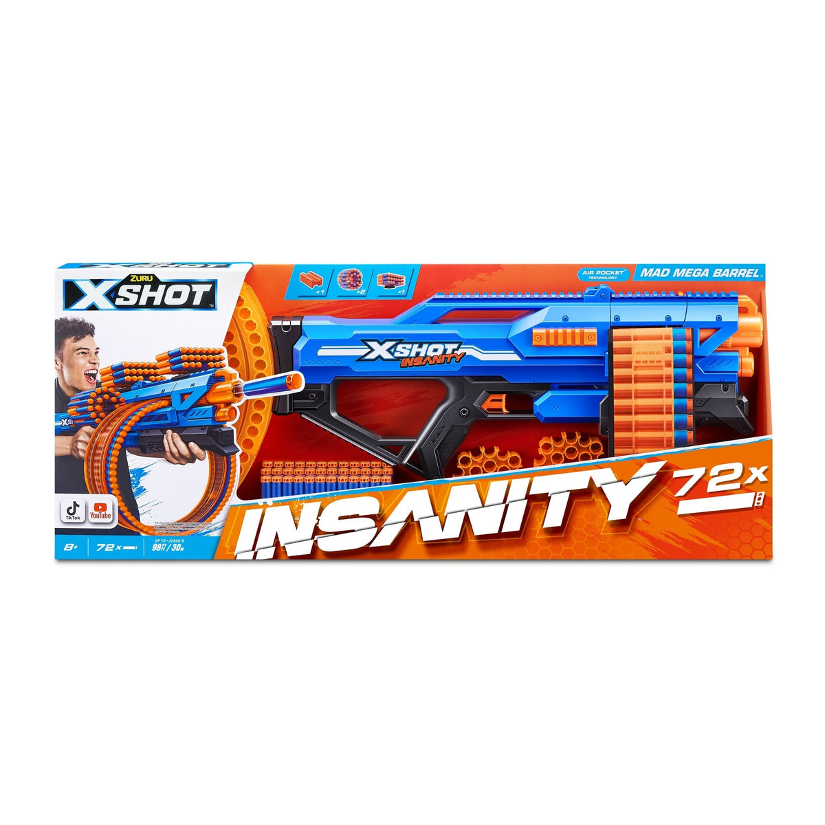 Insanity S1 Mad Mega Barrel Dart Blaster, 72-Darts, Ages 8+ Y7Y9 - product image 2