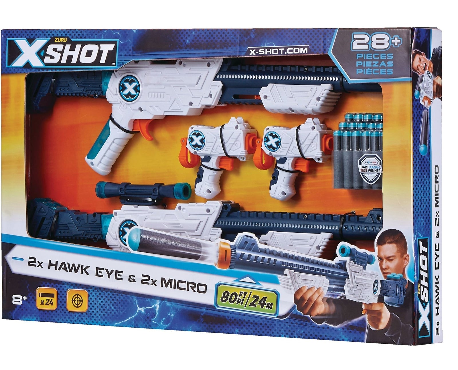 X-Shot Double Hawk Eye & Micro Foam Dart Blaster Combo Pack with 24 Darts, Ages 8+ V4G4 - product image 1